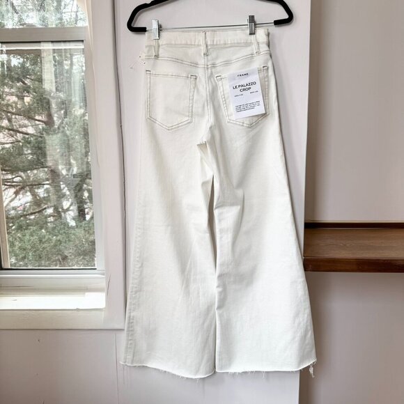 NWT Frame Le Palazzo Crop Jeans High Rise Wide Leg Denim in White Ivory 26 - Picture 10 of 13